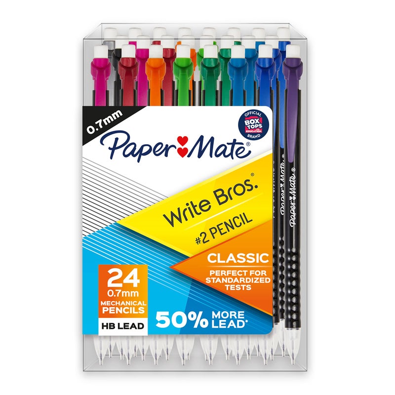 Paper Mate Mechanical Pencils 0.7mm Write Bros. Classic Number 2 Pencil Set Office Supplies Classroom Supplies Sketching Pencils Drafting Great for Standardized Testing 24 Count - Image 1